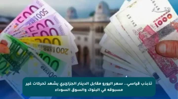 تذبذب قياسي.. سعر اليورو مقابل الدينار الجزائري يشهد تحركات غير مسبوقة في البنوك والسوق السوداء